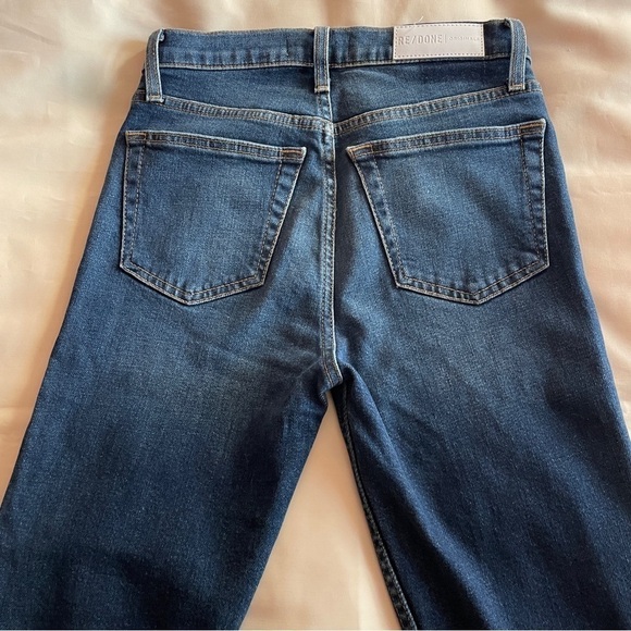Re/Done- Vintage 90s Fit Style Dark Wash High Rise Ankle Crop Jeans Size 25 - Picture 9 of 11